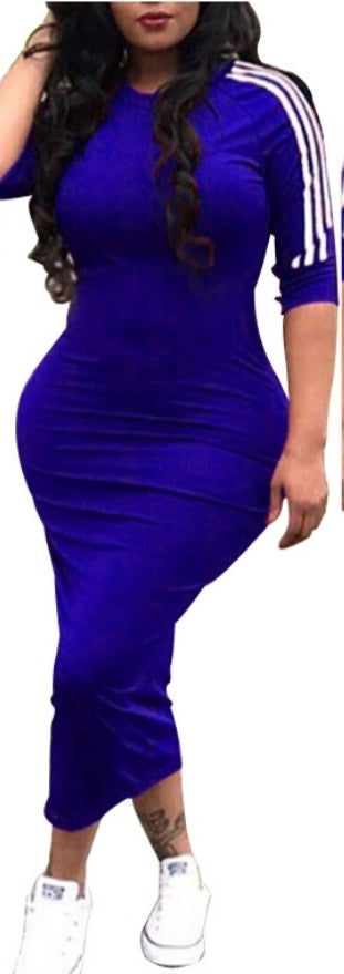 White Striped Blue Dress