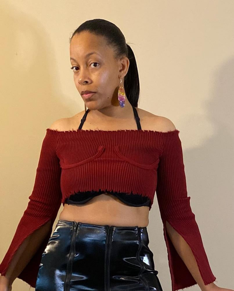 "The Burgandy" crop top sweater