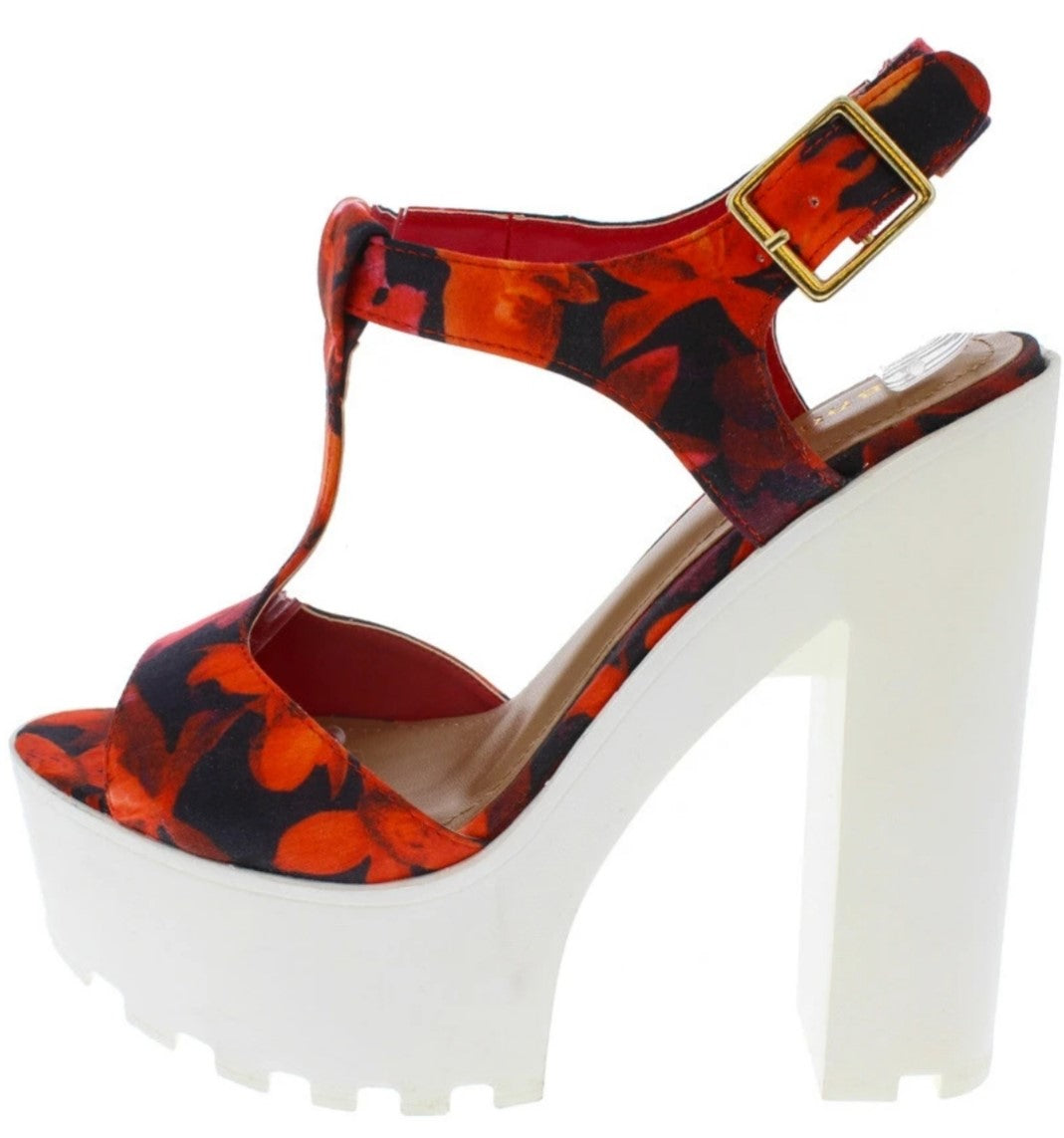 Red Johnny Floral Heel