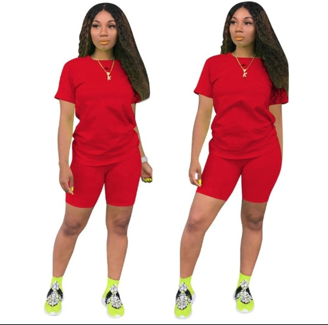 Red 2 Piece Short Set