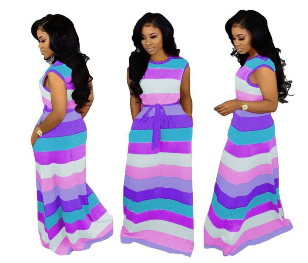 Striped Dress Purple