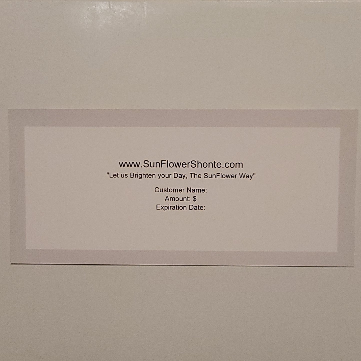 SunFlower Gift certificate