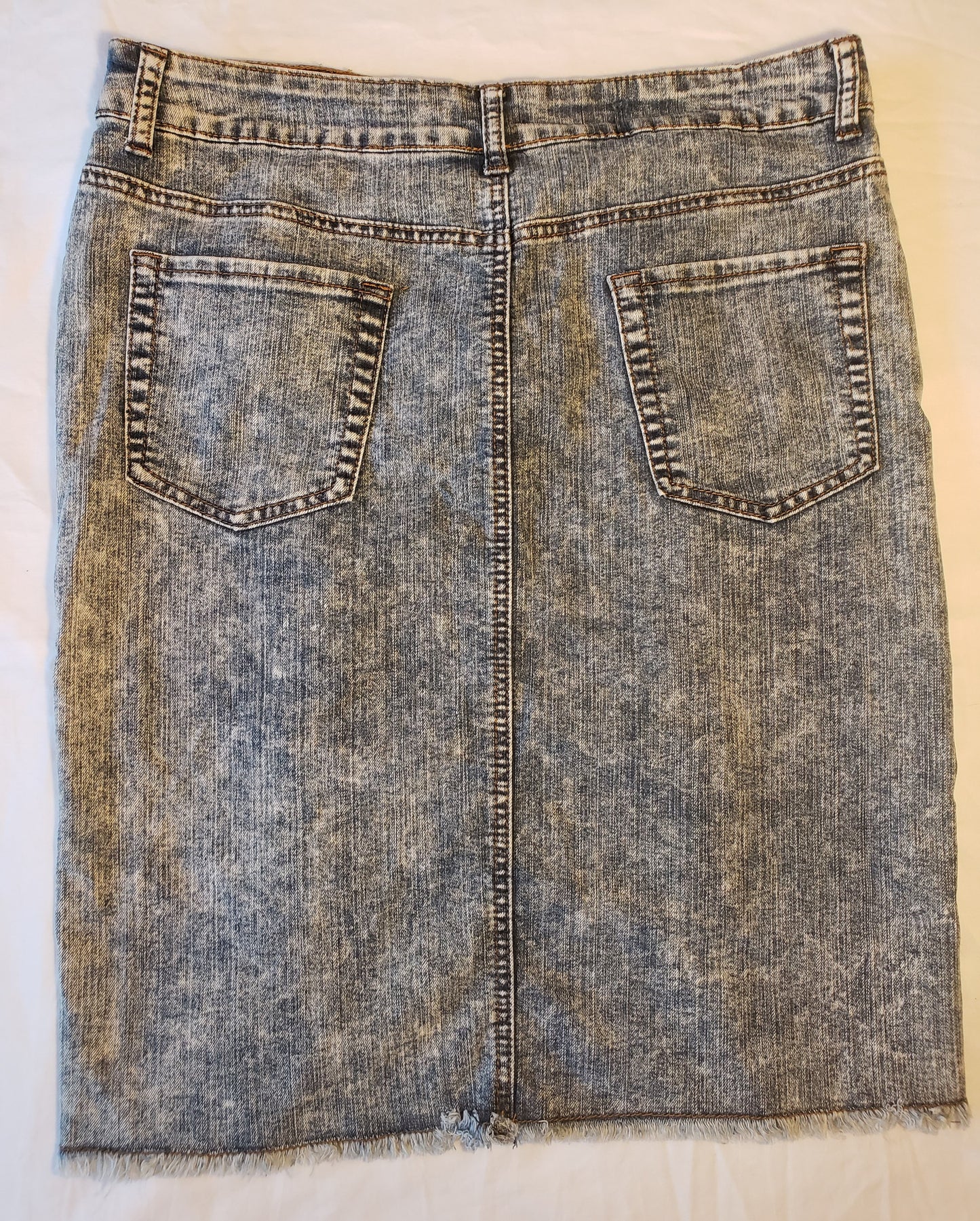 Zenobia Distressed Acid Washed Denim Skirt