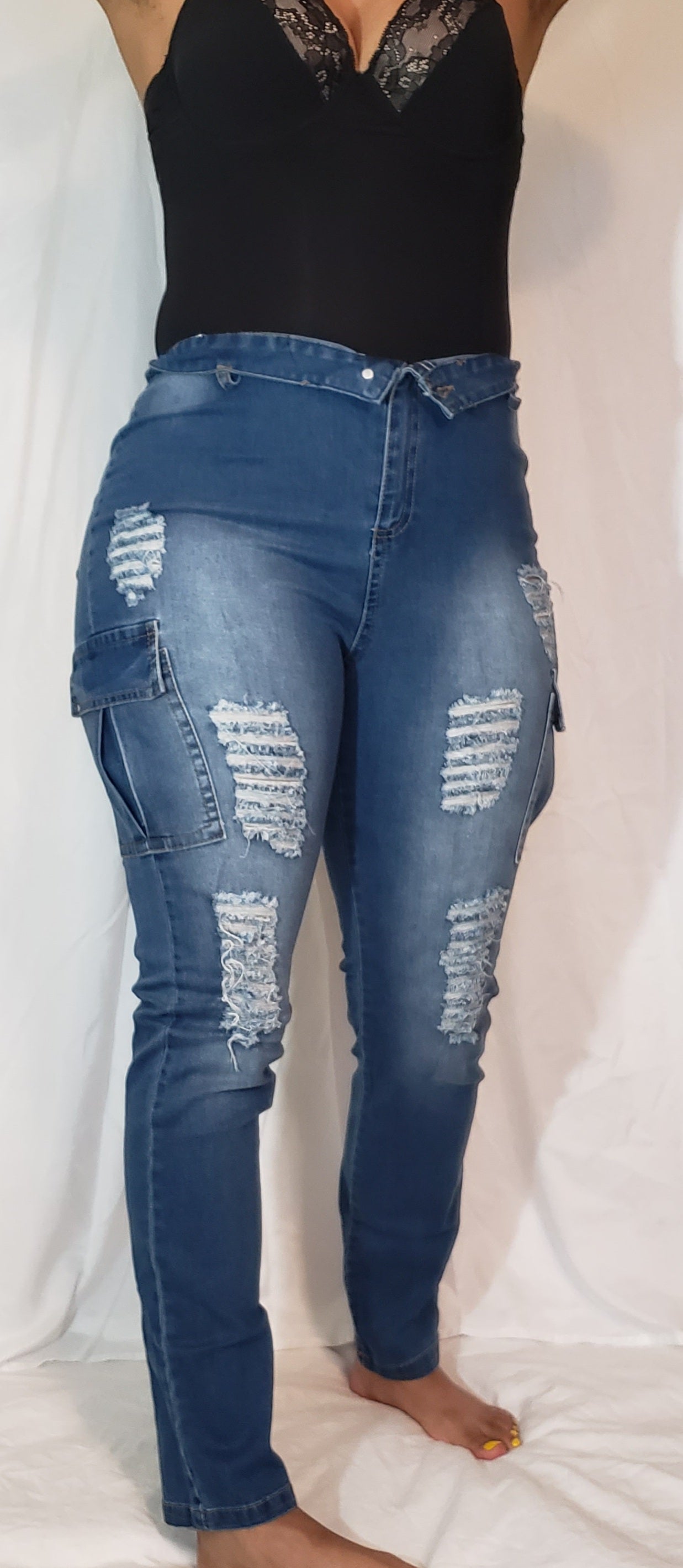 Sexy Lady, No Button Jeans with  side pockets