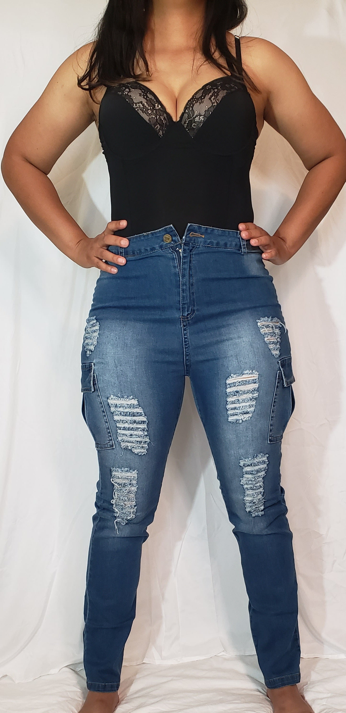 Sexy Lady, No Button Jeans with  side pockets