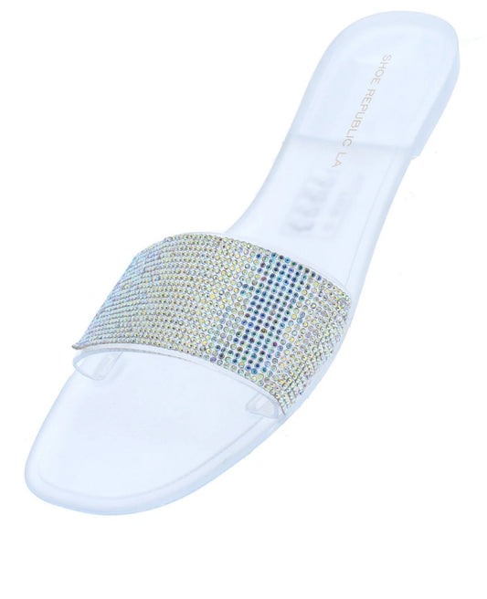 Open Toe Rhinestone Slide Sandal 