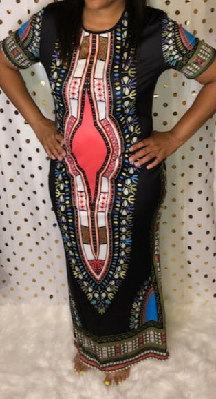 Black print dress